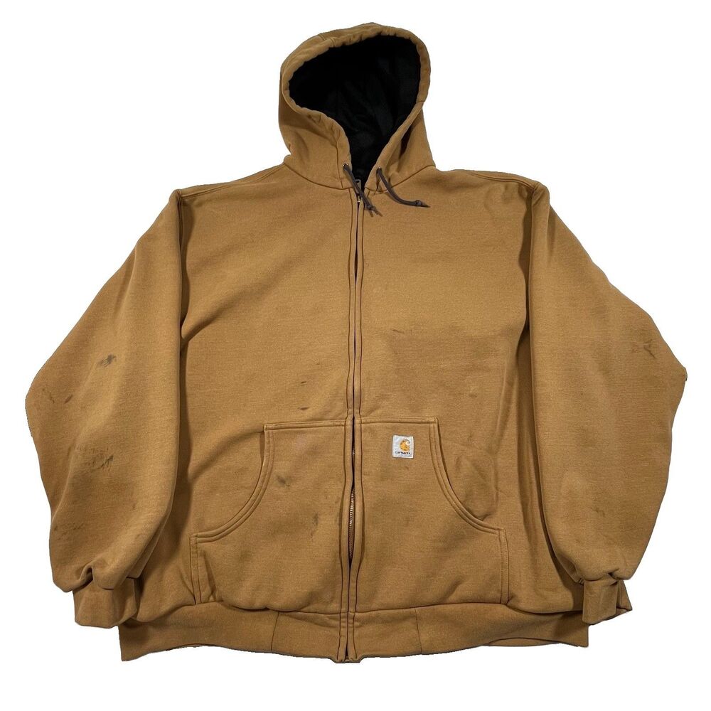 Carhartt J149 BRN Brown Heavy Duty Full Zip Hoodie Jacket 3XL Tall